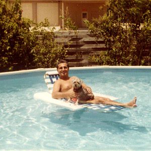 Mike and Love Bug in his 24' round above ground pool